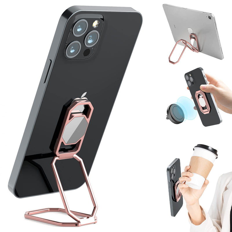 [Australia - AusPower] - Phone Ring Holder Finger Kickstand, 360° Rotation Metal Phone Grip for Magnetic Car Mount Foldable Cell Phone Stand Compatible with Most Smartphones Silver Rose Gold 