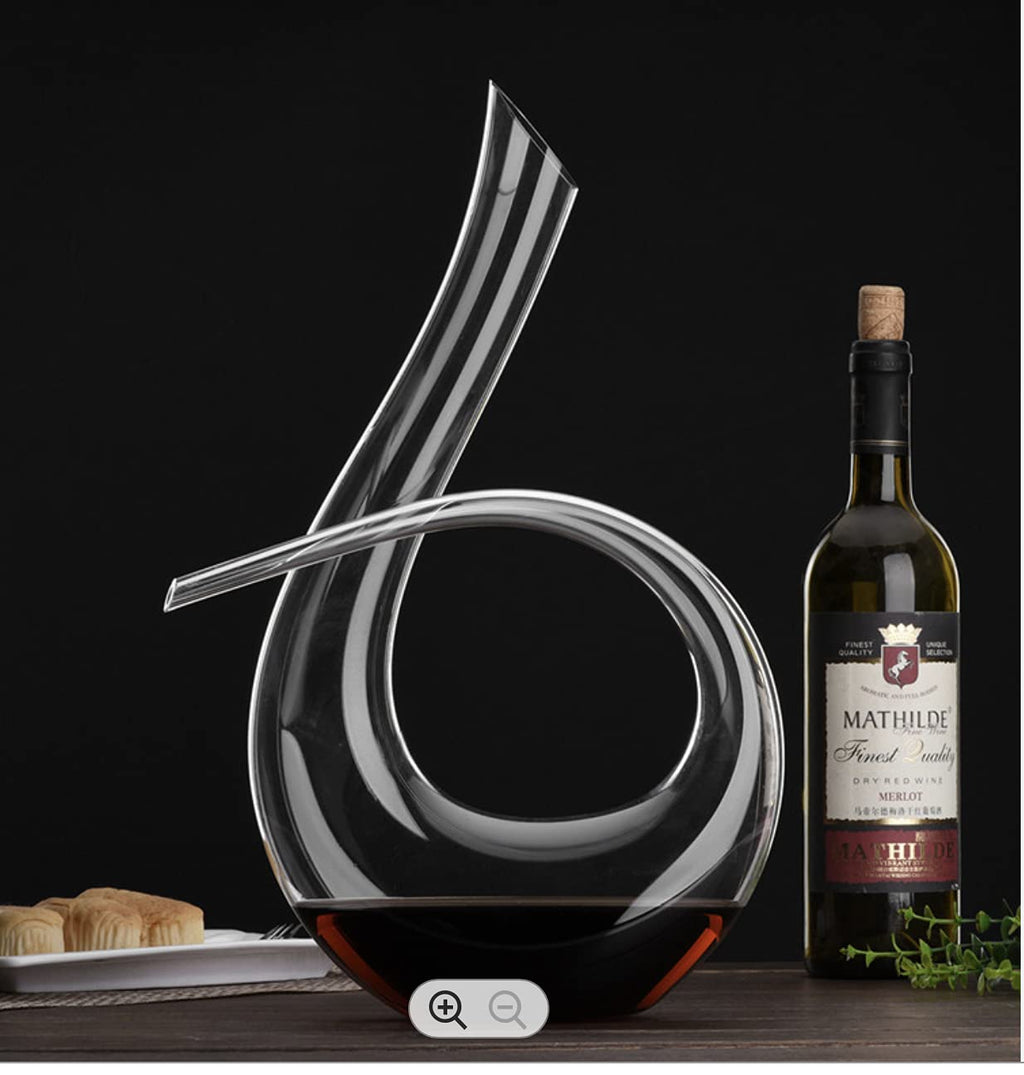 [Australia - AusPower] - Wine decanter double u shaped, aerator, decanting red wines. hand blown crystal glass 