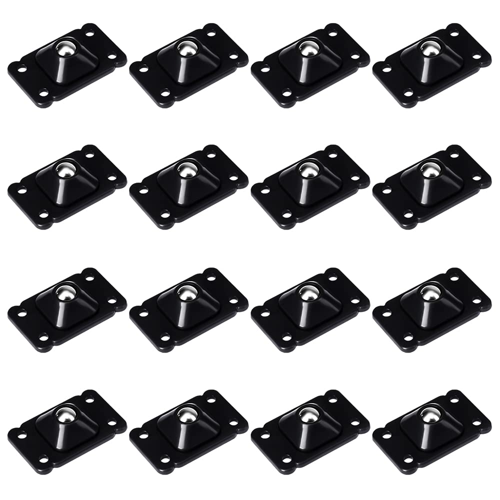 [Australia - AusPower] - 16 Pcs 360 Degree Rotation Mute Universal Pulley, Self Adhesive Mini Swivel Caster Wheels, Stainless Steel Ball Caster, for Furniture Various Storage Boxes (Black) Black 