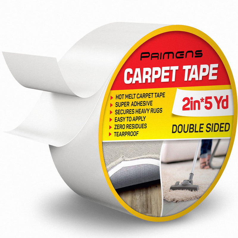 [Australia - AusPower] - Double Sided Carpet Tape - Rug Grippers Tape for Area Rugs and Hardwood Floors - Carpet Binding Tape Removable, Residue Free, Strong Adhesive and Heavy Duty Stickers Tape, Hardwood Safe 2inch/5yards 2 Inch / 5 Yards 