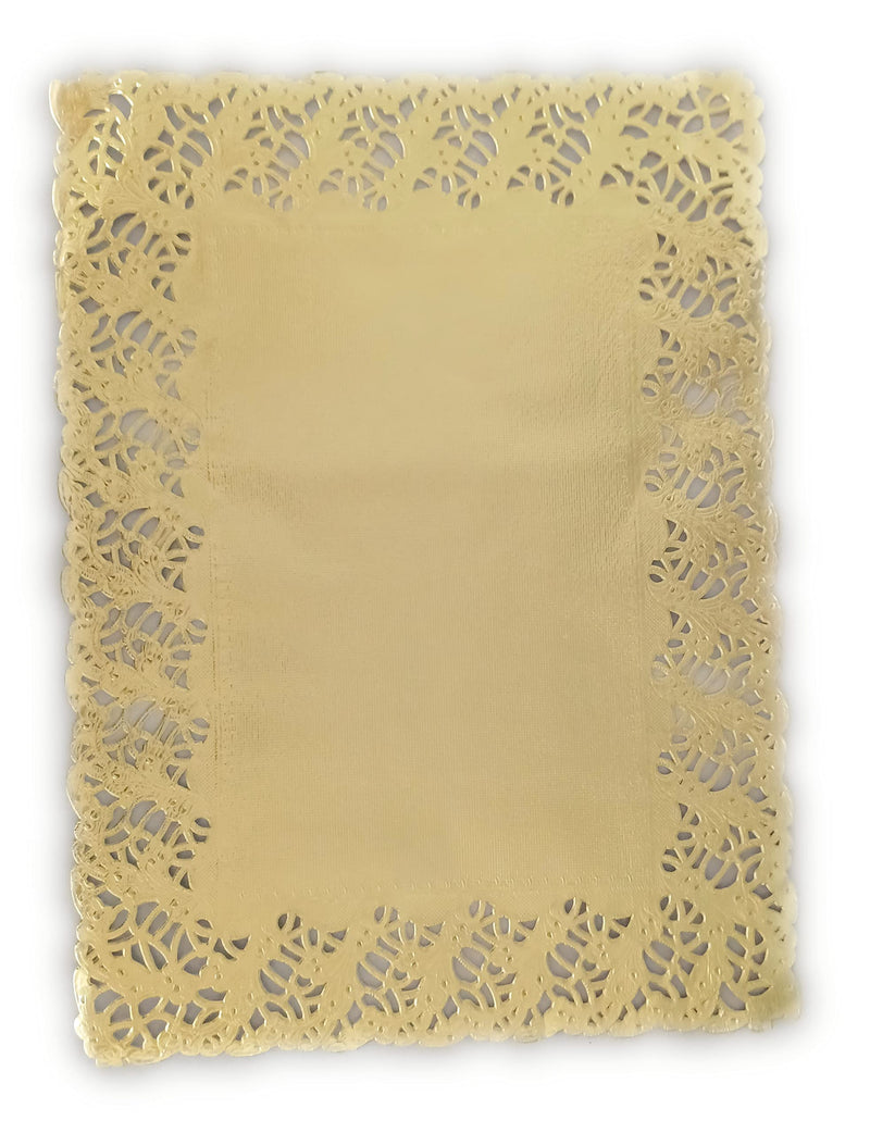 [Australia - AusPower] - Gold Rectangular Paper Doilies qty.50 Made in China, 10 x 14 inches 
