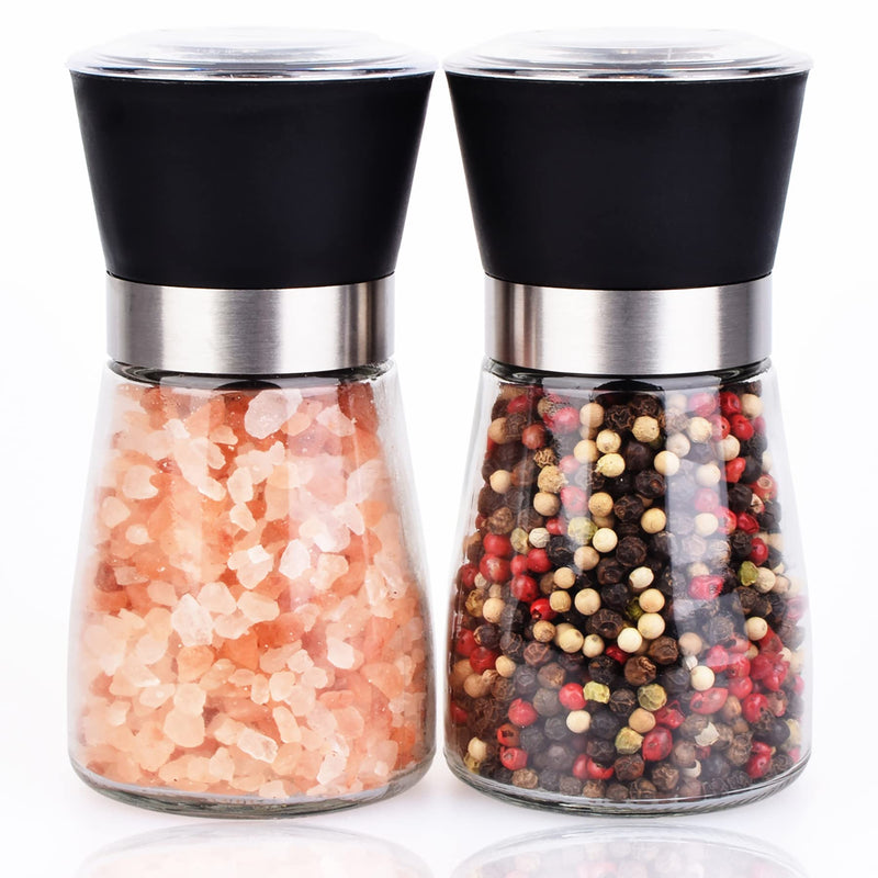 [Australia - AusPower] - ErrandsHelper Salt and Pepper Grinder Set Adjustable Coarseness and Refillable (2.5 inches x 5.1 inches) 2.5" x 5.1" 