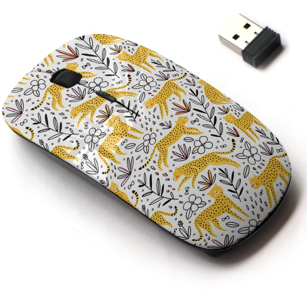 [Australia - AusPower] - 2.4G Wireless Mouse with Cute Pattern Design for All Laptops and Desktops with Nano Receiver - Cheetahs Hunting Butterflies 
