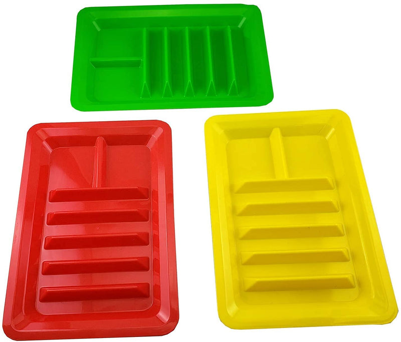 [Australia - AusPower] - Set of Three Taco Holder Stand Platter Stand Up Divider Plates Multi Colored Plastic Plates (Rectangle) Rectangle 