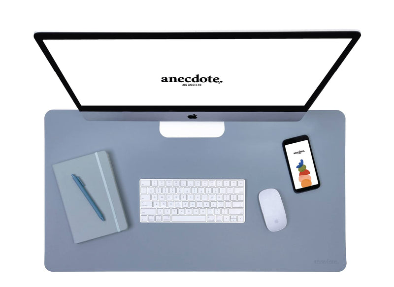 [Australia - AusPower] - Leather Desk Pad (Vegan), Mouse Pad, Desk Mat for Home Office, Desk Blotter, Large Mouse Pad & Laptop Desk Pad & Keyboard Pad for Your Office or Home. by Anecdote. (Stone Blue 31.5x17) Large (31.5x17) Stone Blue 