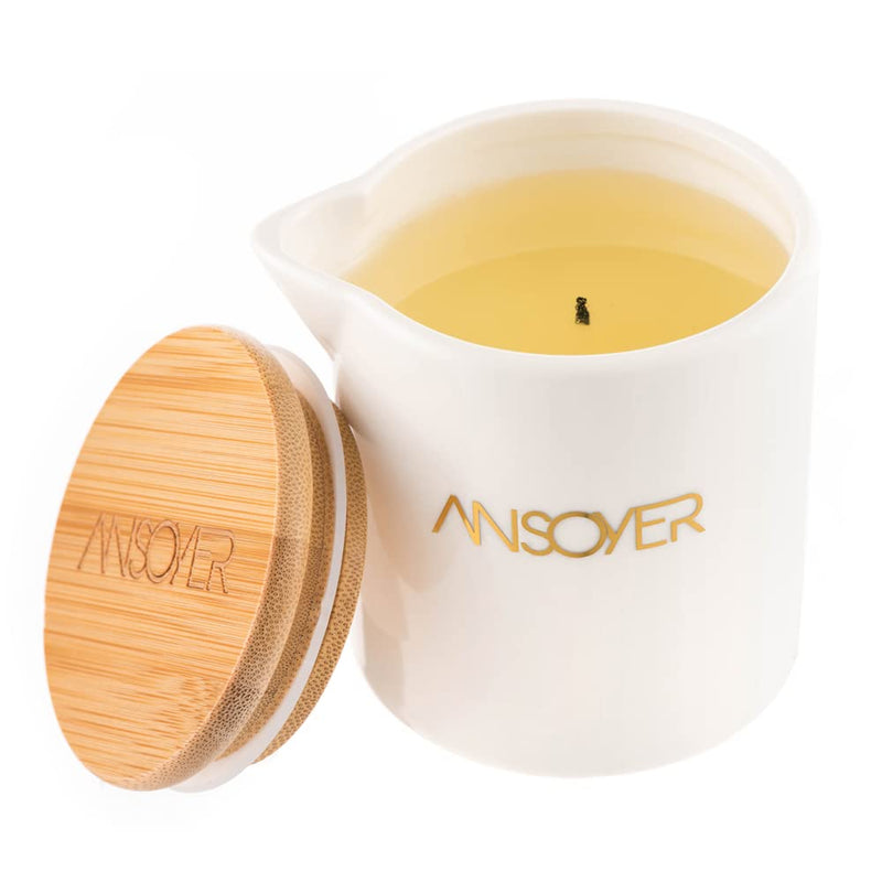 [Australia - AusPower] - ANSOYER Massage Oil Candle - Romantic Massage for Couples - Amazing Gift for Women & Men – 8.1 Ounces (Pomegranate) White 