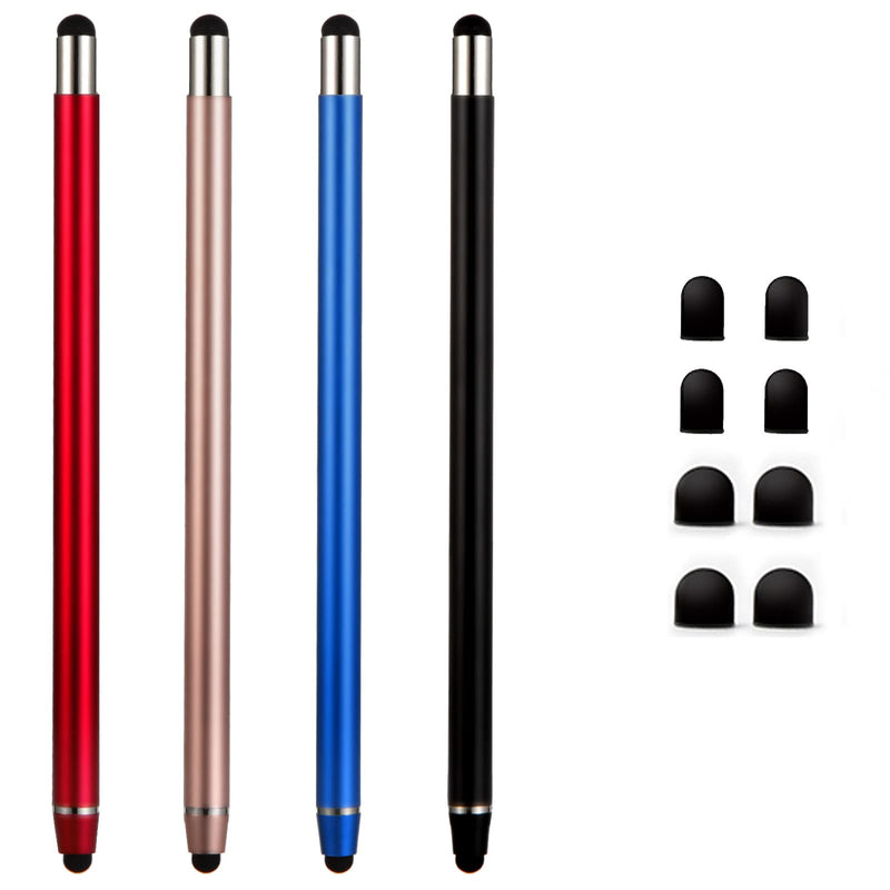 [Australia - AusPower] - Stylus Pens for Touch Screens - Waycco High Sensitivity Capacitive Stylus 2 in 1 Touch Screen Pen with 8 Replaceable Tips for iPad iPhone Tablets Samsung Galaxy All Universal Touch Devices - 4 Pack 