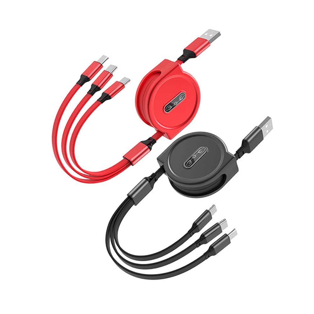 [Australia - AusPower] - Hasski 3 in 1Retractable Charger Cable, Multifunctional USB Charging Cable, Universal Charger Cord Adapter with Phone/Type C/Micro USB Connector Compatible for Cell Phone Tablets and More（2 Pack） 