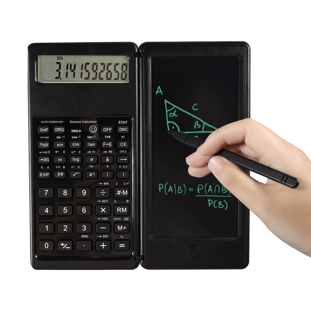 [Australia - AusPower] - XiaoYouDangJia Scientific Calculator,Collapsible Engineering Calculator with Writing Tablet,10-Digit LCD Display PocKet Calculator for High School and College (BlacK) Black 