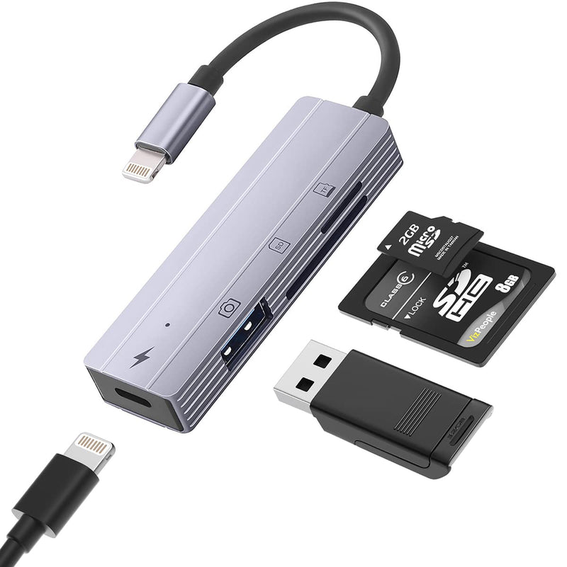 [Australia - AusPower] - Camera SD Memory Card Reader for iPhone[Apple MFi Certified], IVSHOWCO iPhone to USB Adapter, 4-in-1 Lightning Male to USB Female OTG Cable Adapter for iPhone 13 12 11 Xr X XS 8 7 Plus iPad… 