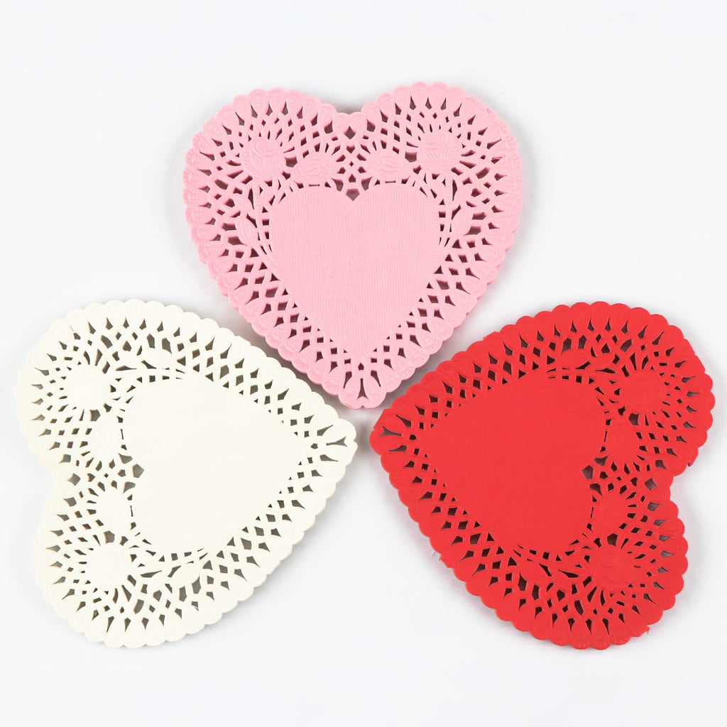 [Australia - AusPower] - 120 Pack Mini Valentine Paper Lace Heart Doilies - Crafts for Kids and Fun Home Activities, Wedding Party, 4" x 4" 