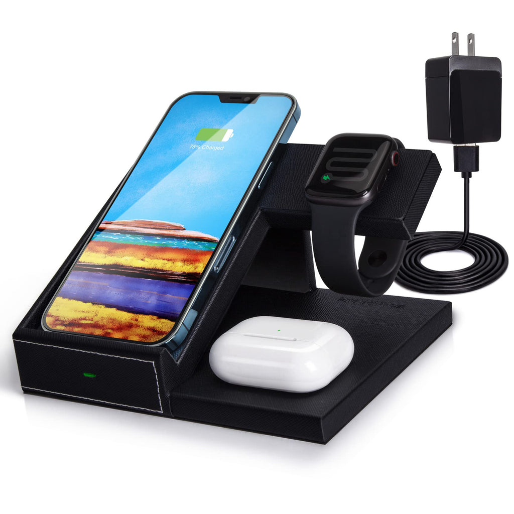 [Australia - AusPower] - Wireless Charging Stand, 2 in 1 Wireless Charging Station Dock for iPhone 13/12/11 Series/XS MAX/XR/XS/X/8/8 Plus/Samsung and Qi-Certified Phones, Airpods Pro (with QC3.0 Adapter) 