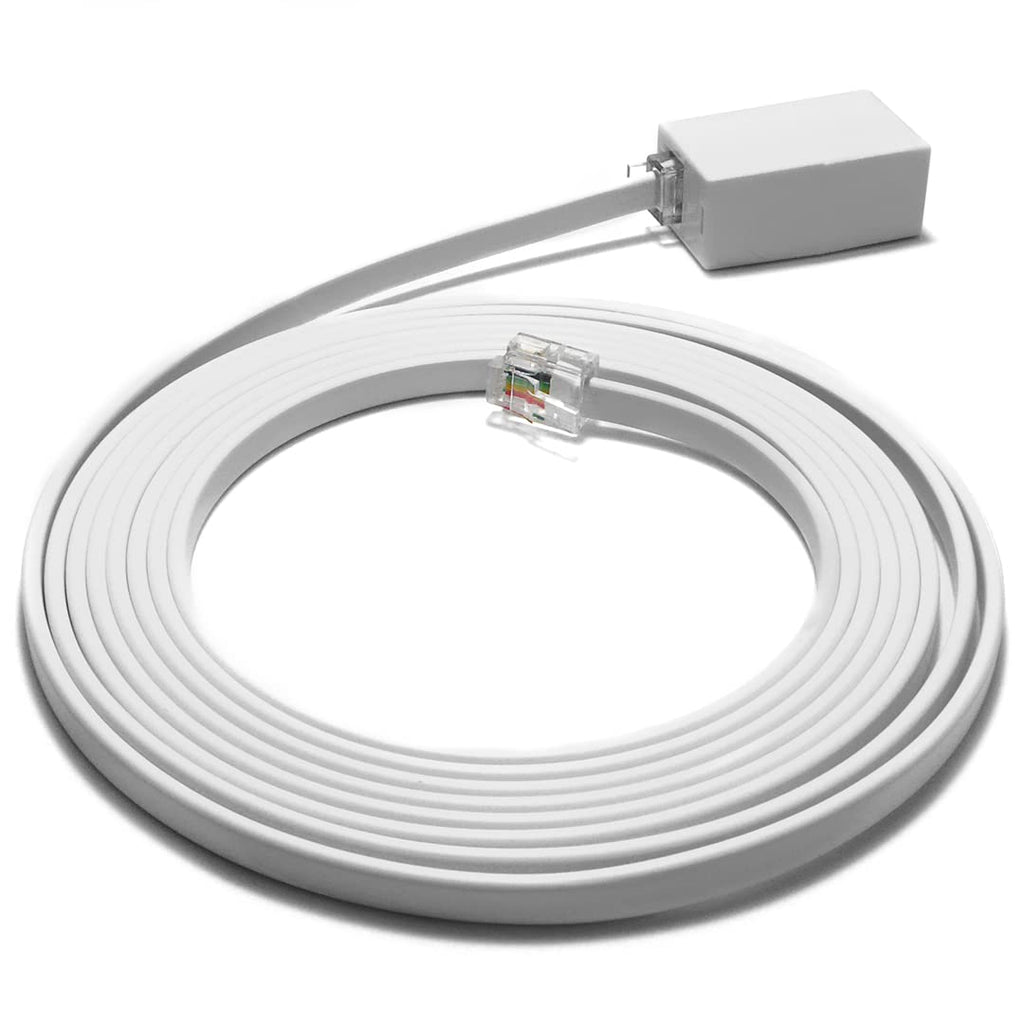 [Australia - AusPower] - RetailAndBulk 8 Feet Phone Extension Cord for Landline Telephones • High End Quality RJ11 Phone Cable • Pure Copper • 50 Micron Gold Contacts • Strong Thick Outer Jacket (White, 8 FT) White 