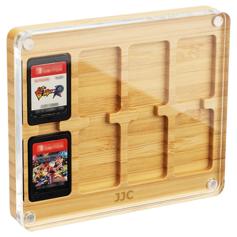 [Australia - AusPower] - 8 Slots Magnetic Closure Game Cards Case for Nintendo Switch NX NS Game Cards Storage Holder Wood & Acrylic Switch Card Case Cartridge Game Card Display Cabinet Box - Bamboo Wood 
