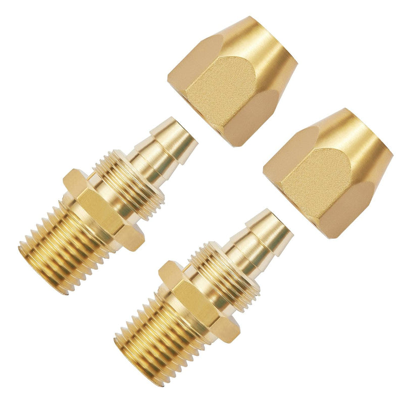[Australia - AusPower] - Pronese 2pcs Premium Solid Brass Pneumatics Reusable Hose-End Repair Fitting,3/8" Barb For 3/8-Inch ID Polyurethane Air Hose With 1/4" NPT Rigid 3/8 Inch 2 