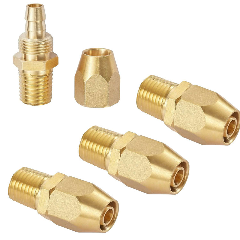 [Australia - AusPower] - Pronese 2pcs Premium Solid Brass Pneumatics Reusable Hose-End Repair Fitting,3/8" Barb For 3/8-Inch ID Polyurethane Air Hose With 1/4" NPT Rigid 3/8 Inch 4 