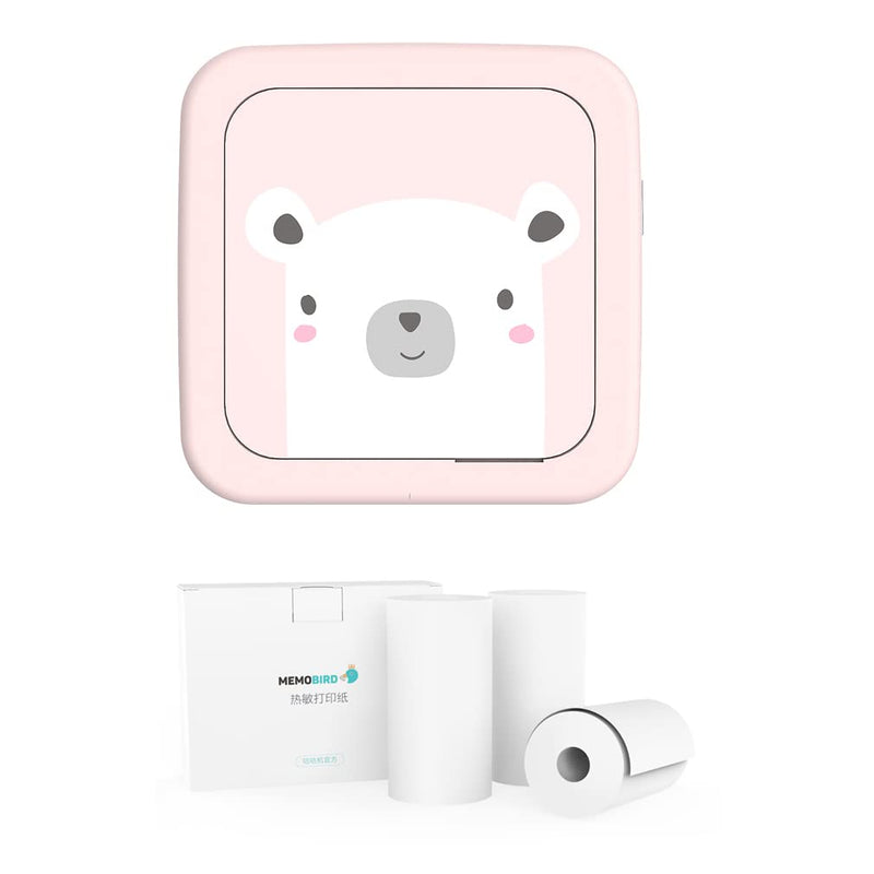 [Australia - AusPower] - TZH Memobird G3 Pocket Mini Printer, Bluetooth Wireless Mini Thermal Printer with Android or iOS APP for Pictures, with 3 Rolls of Thermal Paper,Portable Smart Printer (Pink+3Rolls), standard Pink+3Rolls 