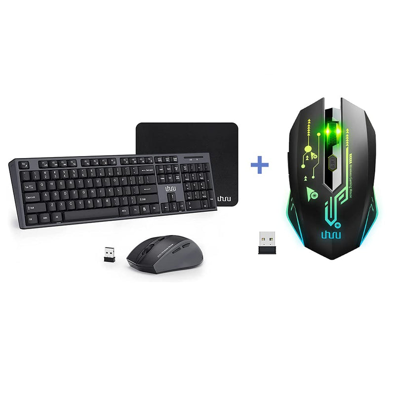 [Australia - AusPower] - UHURU Wireless Keyboard and Mouse Combo Set with WM-02Z Wireless Gaming Mouse Bundle 