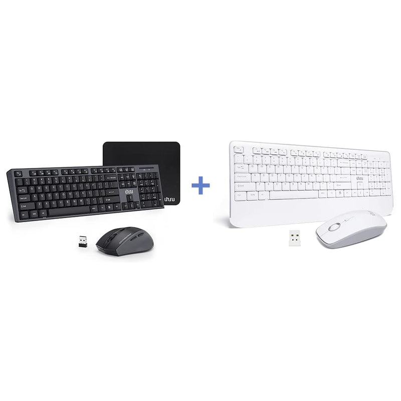 [Australia - AusPower] - UHURU Wireless Keyboard and Mouse Combo with WKM-33,WKM-43 Keyboard and Mouse Set with Palm Rest Bundle(Grey+ White) 