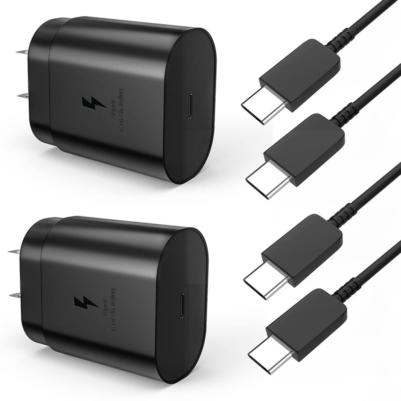 [Australia - AusPower] - Samsung USB C Fast Charger Type Wall Super Charging(2pack) 25w Watt Charge Cable for Cell Block Adapter Brick Cord Box Port Compatible with Galaxy S10 9 8 S21 20 Ultra Note10 Plus Z Flip3 oneplus 