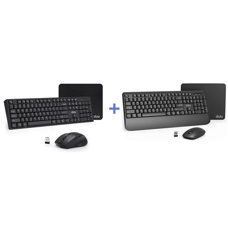 [Australia - AusPower] - UHURU Wireless Keyboard and Mouse Combo with WKM-33,WKM-43 Keyboard and Mouse Set with Palm Rest Bundle(Black+ Black)… 