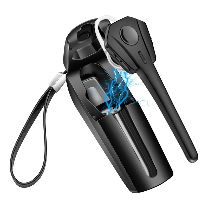 [Australia - AusPower] - OPINAY Bluetooth Headset,Wireless Ultralight V5.1 Bluetooth Earpiece,CVC8.0 HD Hands-Free Earphones with Built-in Mic,60Hrs Playtime with 500mAh Charging Case for Business/Office/Driving/Workout Black 