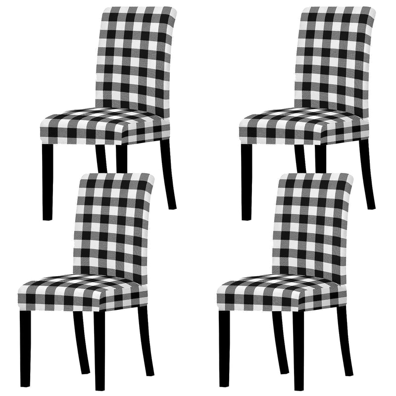 [Australia - AusPower] - Whaline Buffalo Check Chair Covers White Black Plaid Dining Chair Slipcovers Protector Removable Stretch Elastic Seat Covers for Party Kitchen Home Hotel Office Restaurant Decoration, 4Pcs White Black Buffalo Plaid 