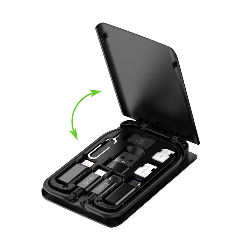 [Australia - AusPower] - Smart Adapter Card Storage Box, Data Cable Card, Portable and Compact USB-C/USB-A/Micro-USB/Lightning Charging Cable kit, Compatible with iPhone, Samsung, Digital Cameras and Other Devices 
