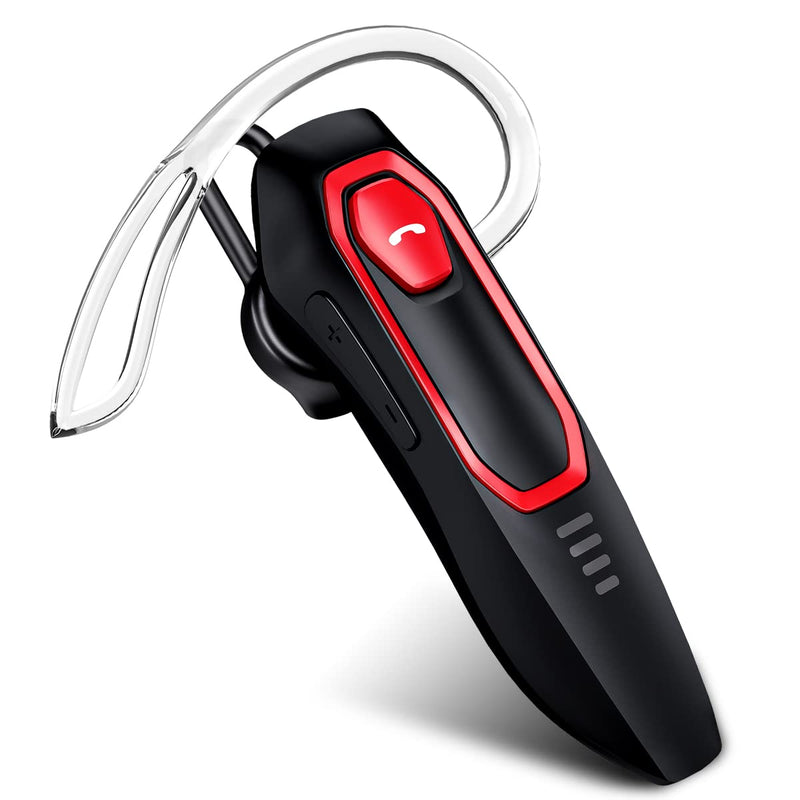 [Australia - AusPower] - Trucker Bluetooth Headset, Noise Cancelling, 30H Talking Time, Speak Callers Name, Hands Free Bluetooth Earpiece for Cell Phone Red[Upgraded version] 