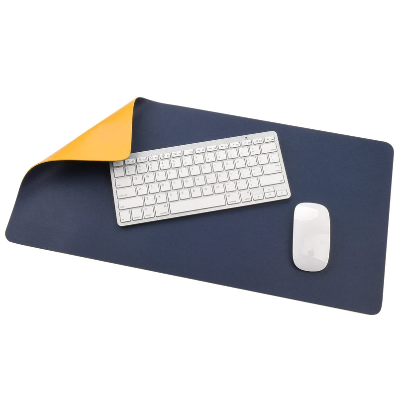 [Australia - AusPower] - Desk Mat for Desktop,Dual-Sided Desk Pad Leather PU Material ,Laptop Keyboard Pad ,Mouse Desktop Protection Pad,Waterproof Desk Mat,Non-Slip Desk Writing Pad for Office Home (Dark Blue+Yellow) 