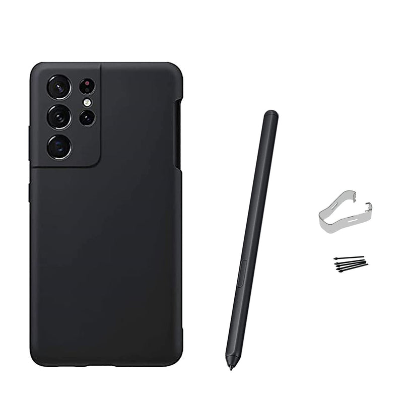 [Australia - AusPower] - S21 Ultra Silicone Case with Pen Replacement for Samsung Galaxy S21 Ultra 5G (Stylus Pen,Case/Phantom Black) 