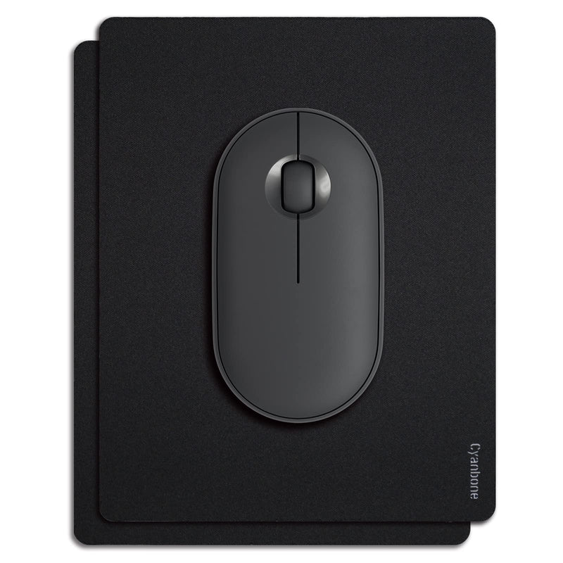 [Australia - AusPower] - Mini Mouse Pad Small Size 2 Pack, Cyanbone Portable Mouse Pad for Laptop Waterproof, Cute Travel Mousepad Black with Non Slip Rubber Base for Wireless Mouse - 5.5 x 7 Inch 2 Pack-5.5"x7" 