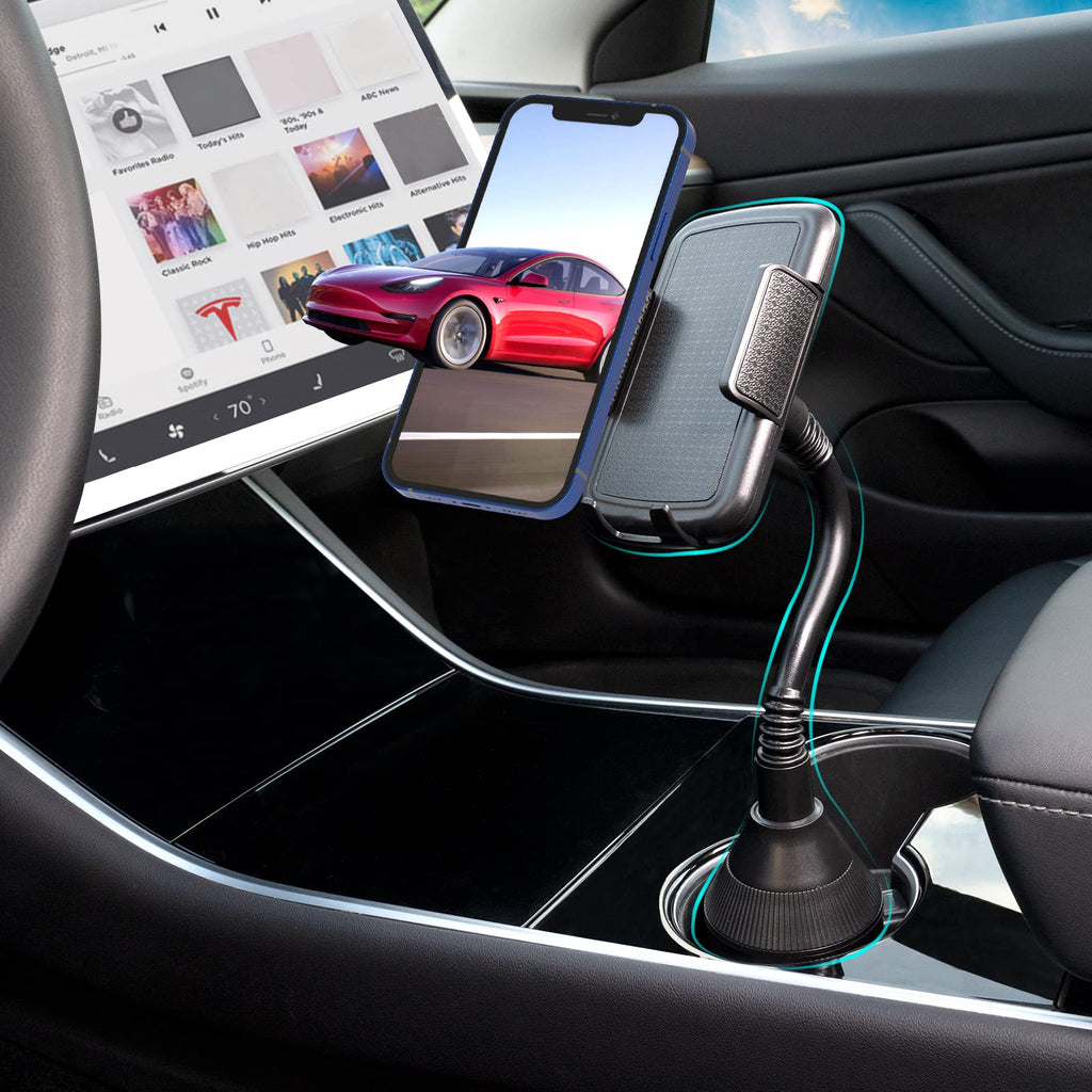 [Australia - AusPower] - TAPTES Car Cellphone Mount for Tesla Model 3/Model Y 2017-2022,Car Cup Holder Phone Holder Adjustable Gooseneck Fit for iPhone 13 12 Pro Max Most Models 
