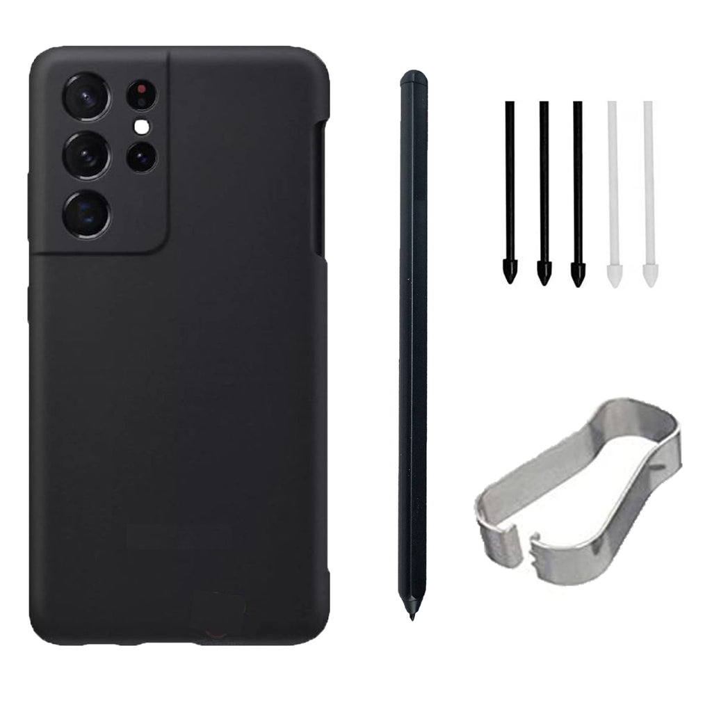 [Australia - AusPower] - S21 Ultra Silicone Case with S21 Ultra Stylus Pen and Nibs Replacement for Samsung Galaxy S21 Ultra 5G（Black） 