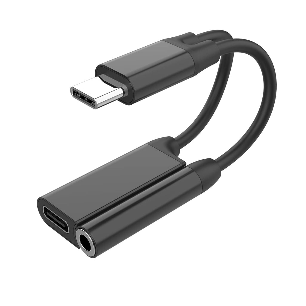 [Australia - AusPower] - Skybird USB C to 3.5mm Headphone and Charger Adapter,2-in-1 USB C to Aux Audio Jack with PD Fast Charging Dongle Cable Cord for Stereo,Earphones,Compatible with S20/S21 Note20/10,Pixel 4/3 (Black) black 