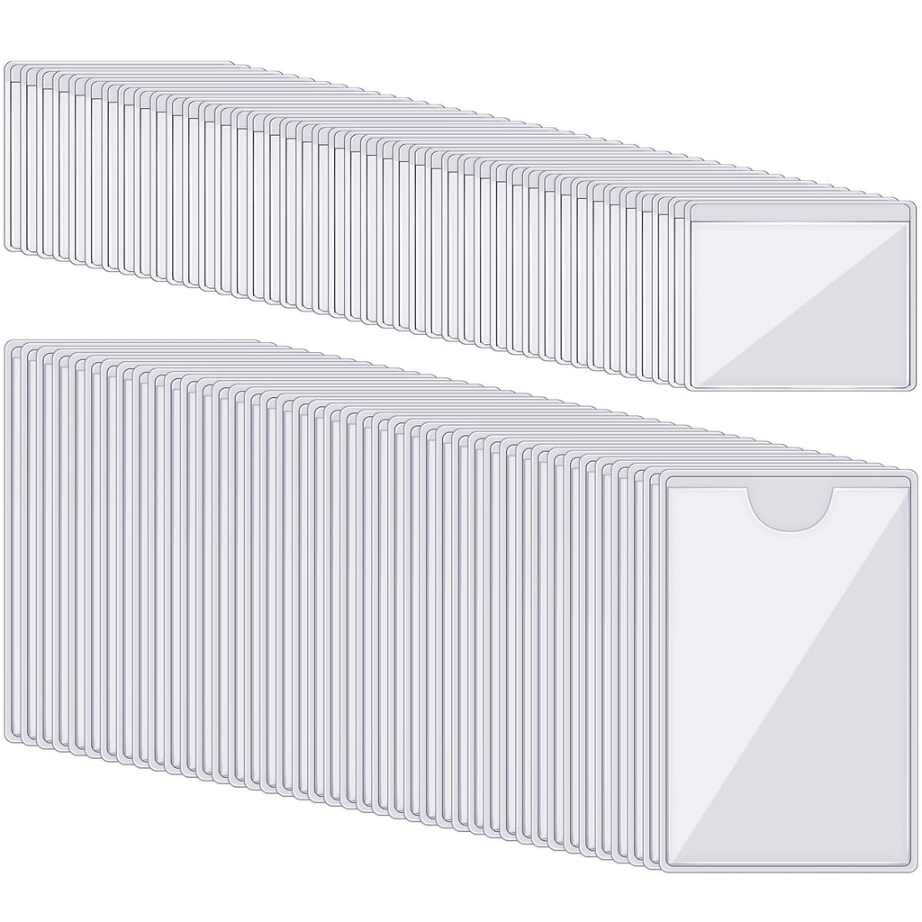 [Australia - AusPower] - 100 Pieces Self-Adhesive Index Card Holder for Business Cards, Clear Plastic Sticky Labels Holders for storage bins, Toy Bins, Totes, Scrapbooks, Organizing and Protecting Cards, Photos, Folder Labels 