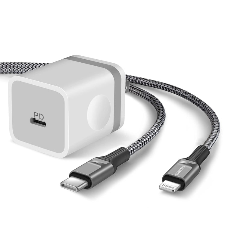 [Australia - AusPower] - iPhone 13 12 Fast Charger [Apple MFi Certified], WHIRELEAST 20W PD USB C Wall Charger Block with 10 FT Long Braided USB C to Lightning Cable Compatible with iPhone 13/Mini/Pro Max/12/11/XS/XR/X, iPad 