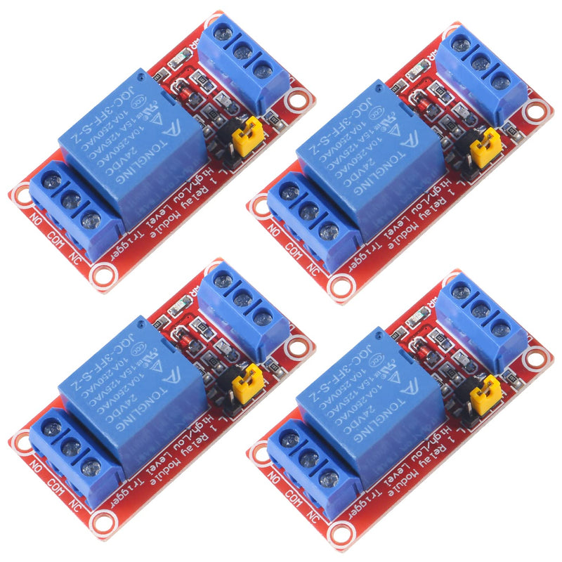 [Australia - AusPower] - AEDIKO 4pcs DC 24V Relay Module 1 Channel Relay Board with Optocoupler Isolation Support High or Low Level 