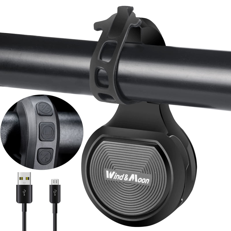 [Australia - AusPower] - Wind&Moon Electric Bike Horn Cycling Alarm Bell,Scooter Horn,Adjustable 80-130dB, IPX6 Waterproof Bike Alarm Bells Anti-Theft Vibration Alarm Ring for Mountain/Road Bike/Scooters, USB Rechargeable 