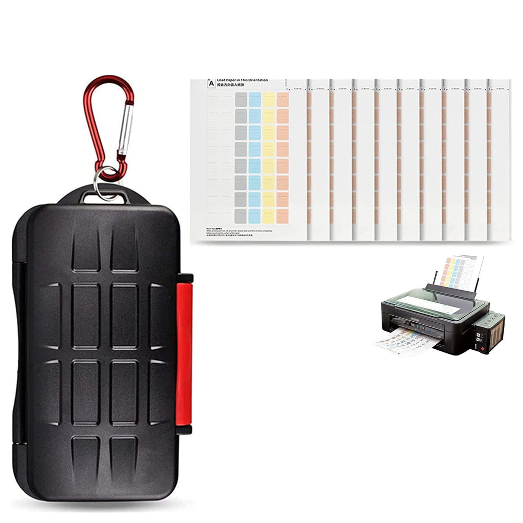 [Australia - AusPower] - 36 Slots Memory Card Case + 480 Counts Printable Card Labels: Water-Resistant Camera Memory Card Holder with Memory Card Labels for SD SDHC SDXC CF MSD Memory Card 