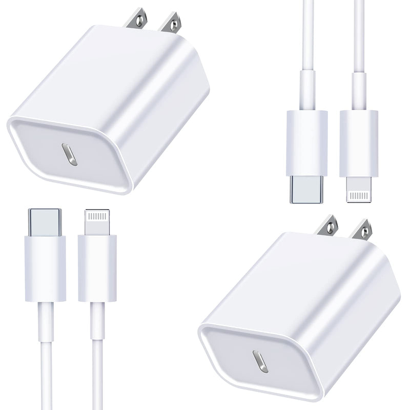 [Australia - AusPower] - [Apple MFi Certified] iPhone Fast Charger, Linocell 2 Pack 20W USB C Power Delivery Wall Charger Plug with 6FT Type C to Lightning Quick Charge Data Sync Cord for iPhone 13/12/11/XS/XR/SE/iPad/AirPods White 