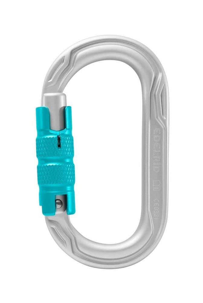 [Australia - AusPower] - EDELRID Oval Power 2500 Locking Carabiner Silver Triple Lock 