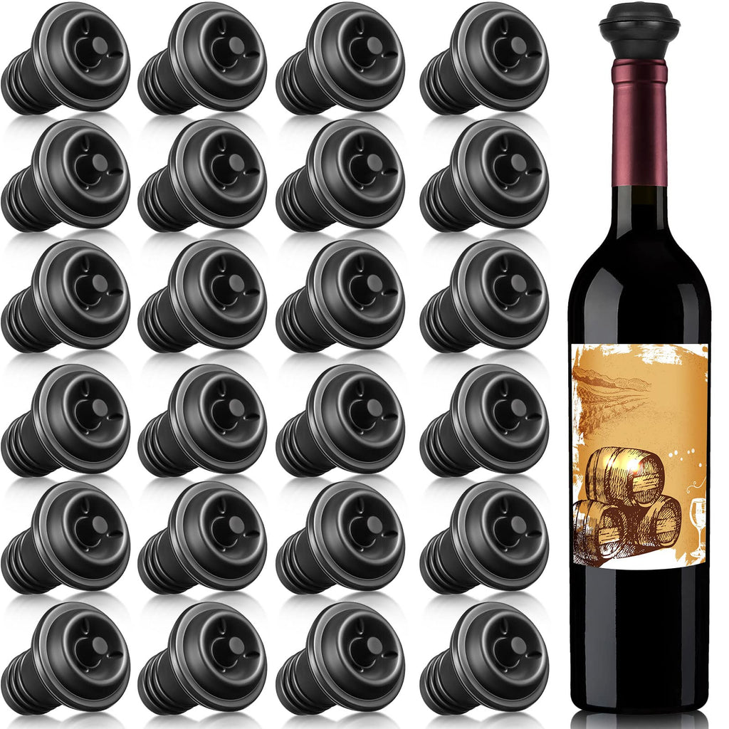 [Australia - AusPower] - Wine Stopper Resealable Wine Pump Vacuum Stoppers Vacuum Wine Stopper Silicone Wine Saver Vacuum Stoppers Practical Wine Saver Stoppers for Kitchen Supplies Wine Bottle Tools (Black,24 Pieces) 24 Black 
