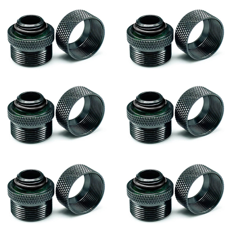 [Australia - AusPower] - Dracaena 6 pack G1/4" thread to 14mm outer diameter, Hard Tubing Compression Fitting with high body design for Computer water cooling system , Black 