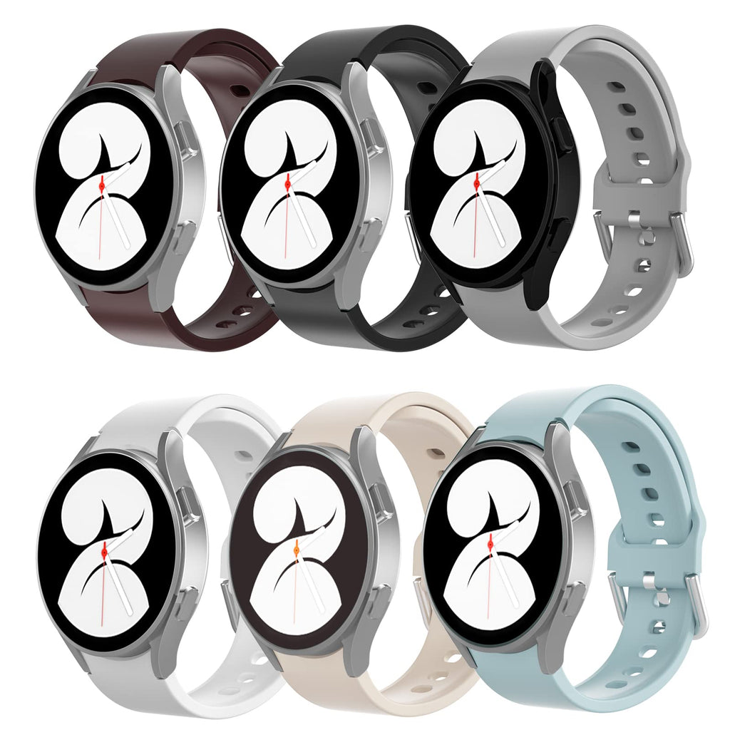 [Australia - AusPower] - HASDON 6 Pack 20mm Bands Compatible with Samsung Galaxy Watch 4 40mm 44mm/Galaxy Watch 4 Classic 42mm 46mm, No Gap Slim Soft Silicone Sport Replacement Bands for Galaxy Watch 4 Accessories Wine red/Black/Gray/ White/Sand powder/Sea Blue 