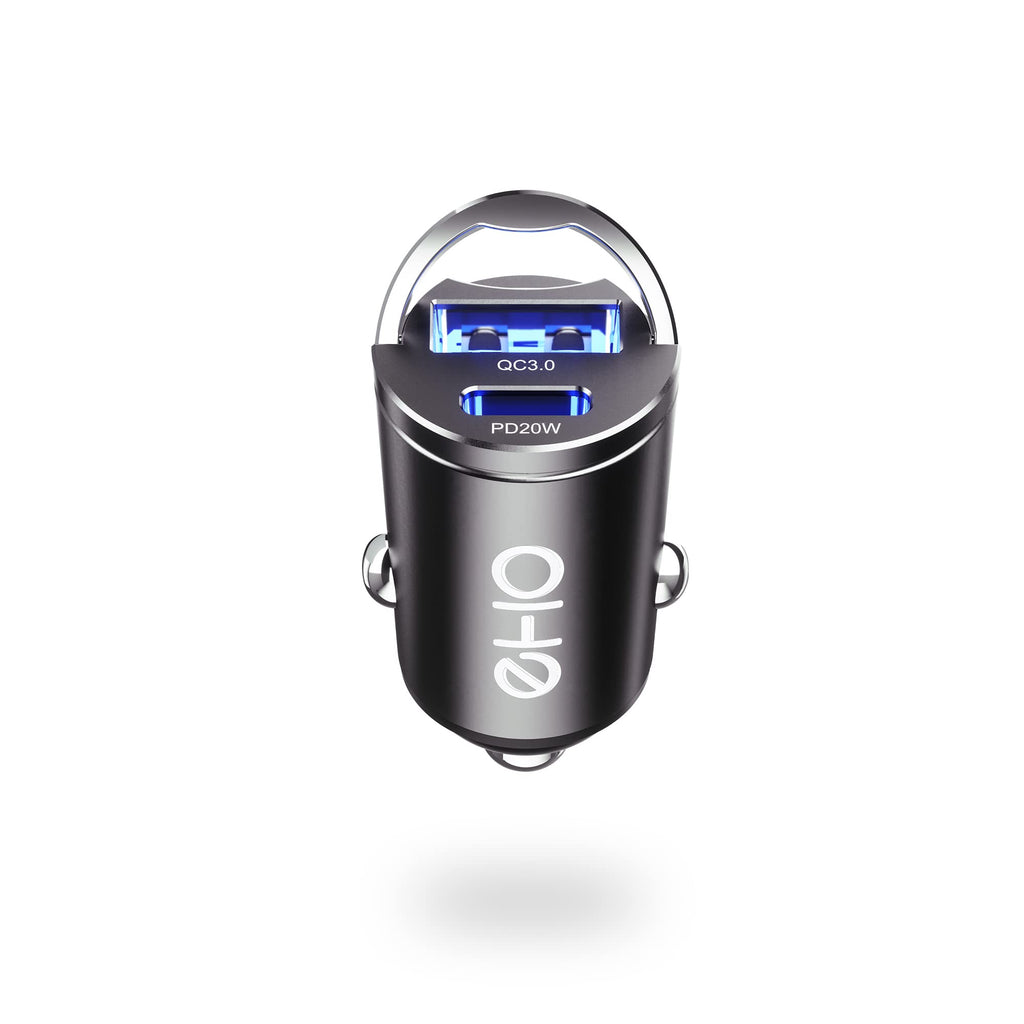 [Australia - AusPower] - EHO USB C Car Charger with Lightning Cable, 38W All Metal Fast Car Charger Mini Dual Port Car Adapter PD&QC 3.0, Compatible with iPhone 13 Pro Max/12 Pro Max, Galaxy S21/S20/S10, iPad Air/Pro, Pixel 
