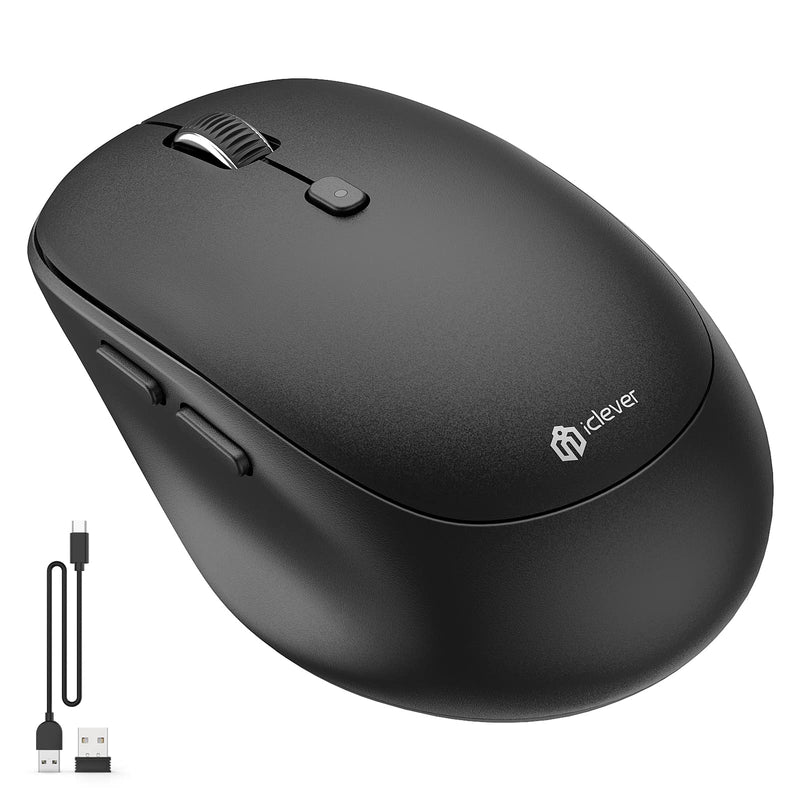 [Australia - AusPower] - Wireless Mouse, iClever MD165 Dual Mode Wireless Mouse, Bluetooth Type-C Rechargeable Mouse, 2.4G Wireless Computer Mice with USB Receiver, 3 Device Connection for Windows 7/8/10, Mac, iOS, Android 