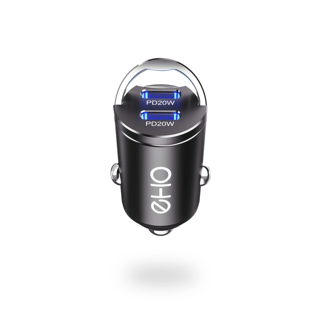 [Australia - AusPower] - Mini USB C Car Charger, EHO 40W(PD20W+20W) Dual Type C Fast Car Charger All Metal Car Charger Adapter Compatible with iPhone 13 Pro Max, iPad Mini/Pro, Samsung Galaxy S21/S20/S10, Pixel, Moto, Airpods Without Cable 