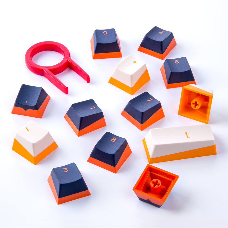 [Australia - AusPower] - GunMjo PBT Doubleshot Keycaps for Gaming Keyboard with Cherry MX Switches, OEM Profile 112 Keys with 6.25U Space Bar, Bevel Cut Keycaps for Mechanical Keyboard, Blue/White with Orange Bottom 
