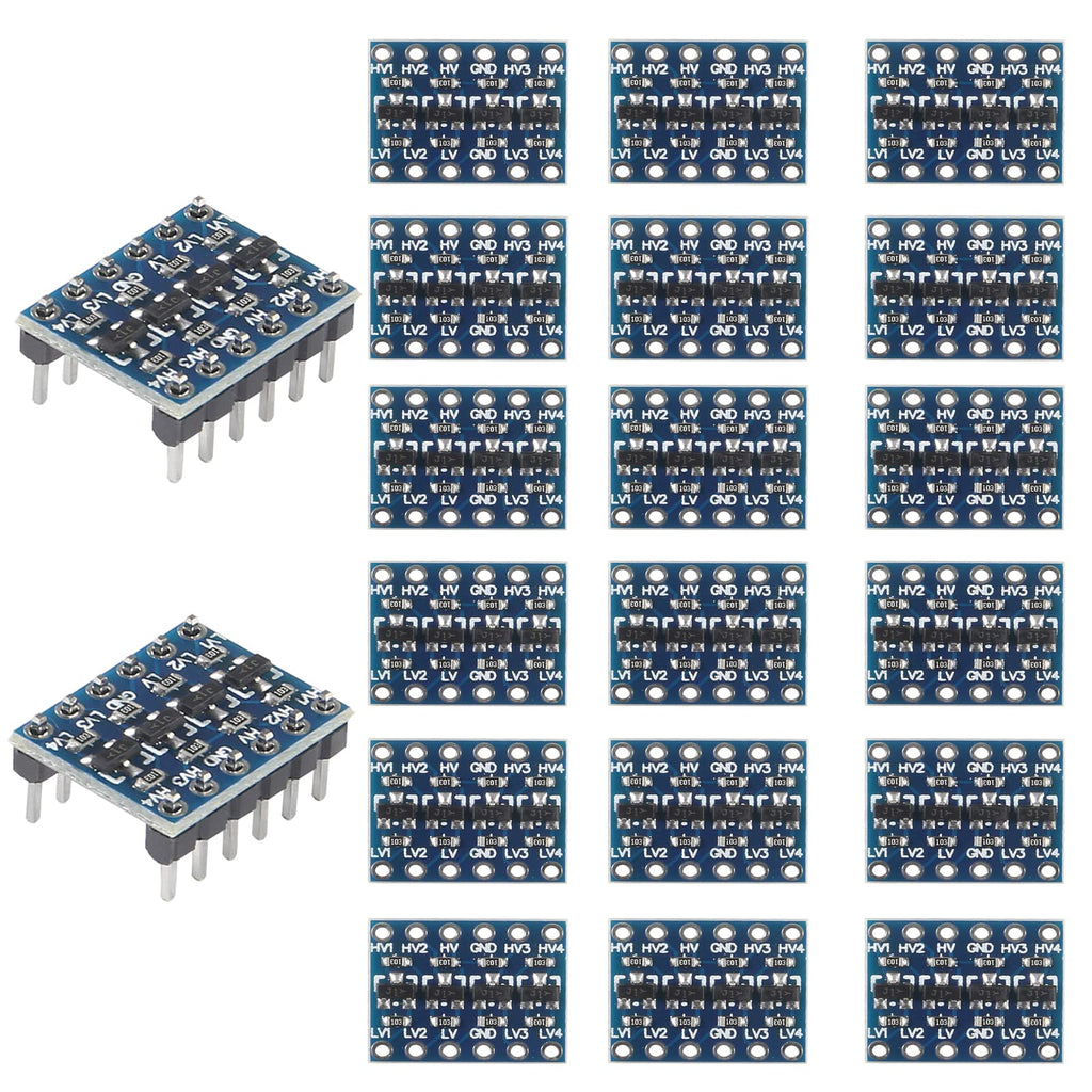 [Australia - AusPower] - DORHEA 20Pcs 4 Channels I2C IIC Logic Level Converter Bi-Directional Module 3.3V to 5V Shifter Module Compatible with Arduino 